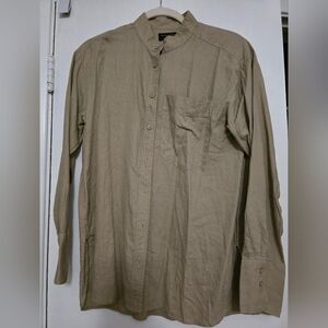 Banana Republic Women's Mandarin Collar Button-Down Shirt in Taupe